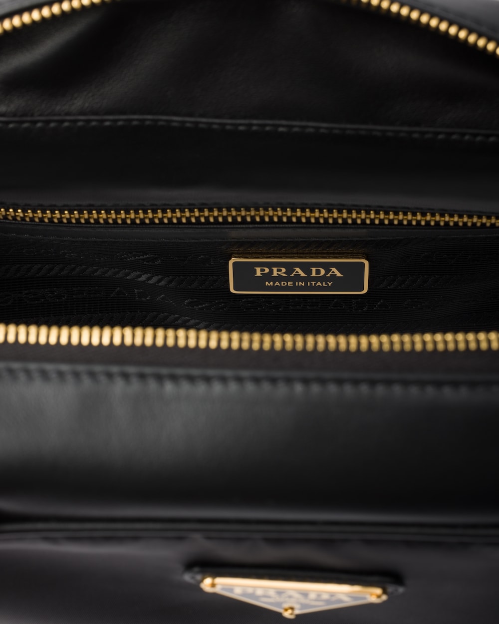 Re-Nylon and Leather Medium Top-Handle Bag With Padlock - Image 4